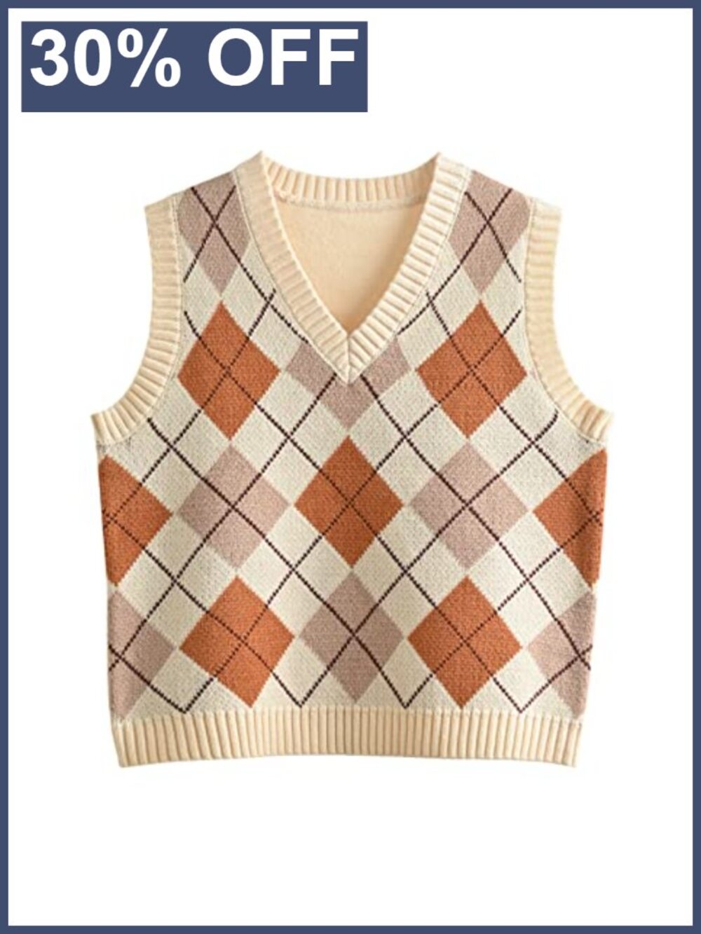 Preppy Knitted Crop Sweater Vest Sleeveless V-Neck Tank Top